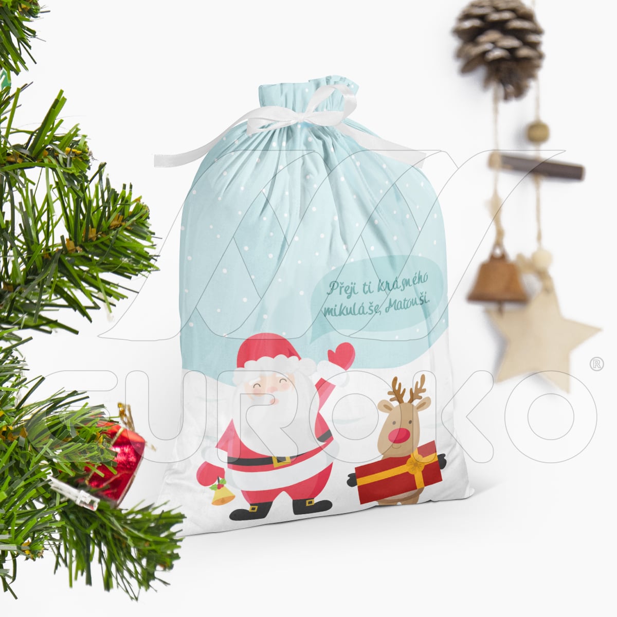 Motifs festifs colorés avec Père Noël et renne pour Noël magique.