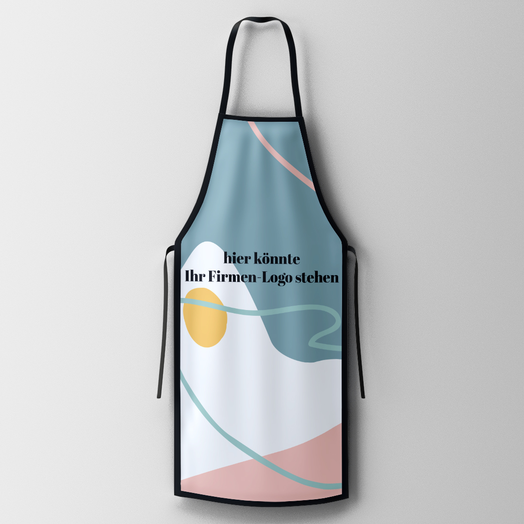 Brillante Farben dank Sublimationsdruck auf der gesamten Schürze.