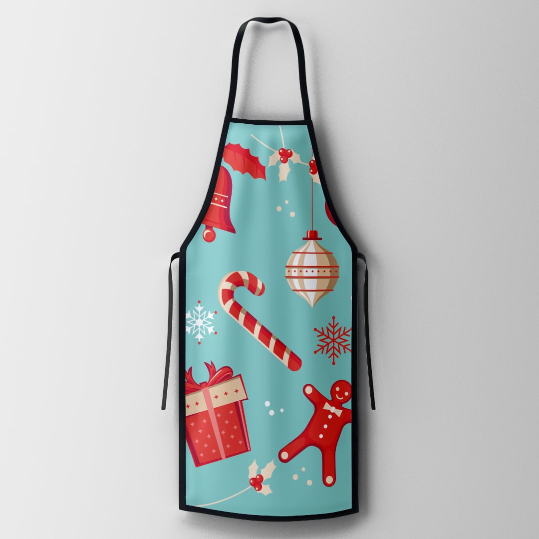 Motifs de Noël colorés sur fond festif pour égayer vos cuisines.