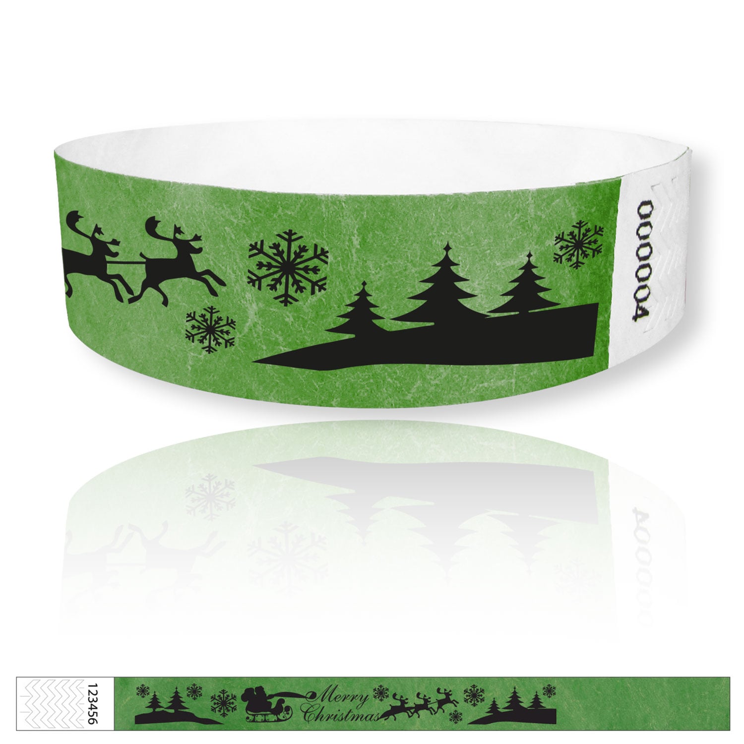 Designs festifs en vert avec motifs de Noël pour vos événements.