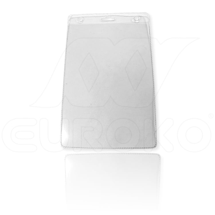 Porte-badge transparent professionnel pour badges grand format 11x16 cm.